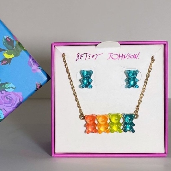 BETSEY Johnson Gummy Bear Necklace & Earrings Gift Set - Picture 2 of 5